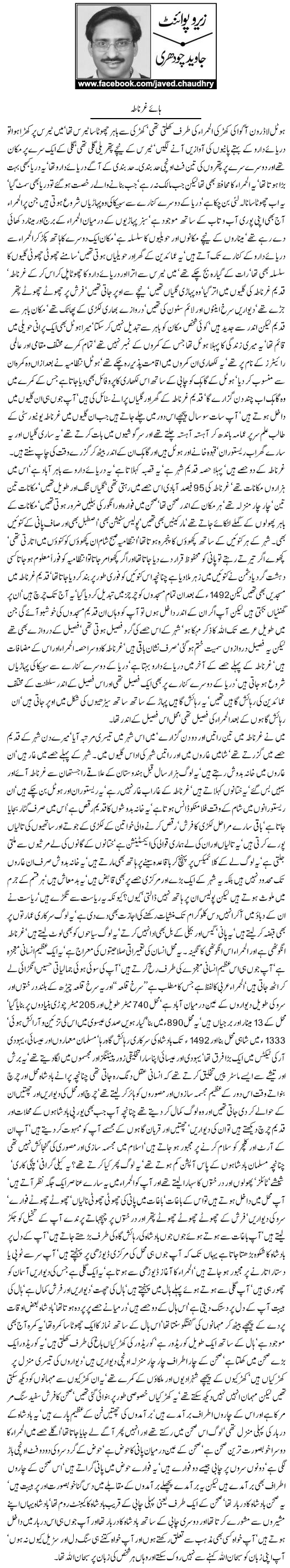 Javed Chaudhry Column | Haye Ghernatah | Zero Point