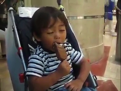 I Must Have To Finish This Ice Cream Sleepy Kid